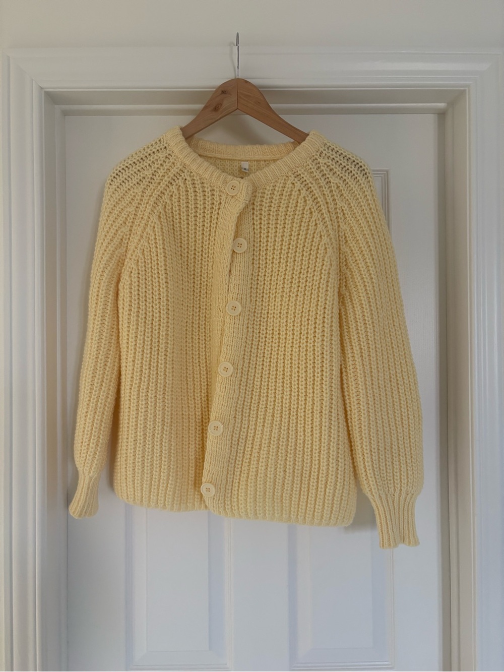 Urban Outfitters Pale Yellow Chunky Button-Up Cardigan
